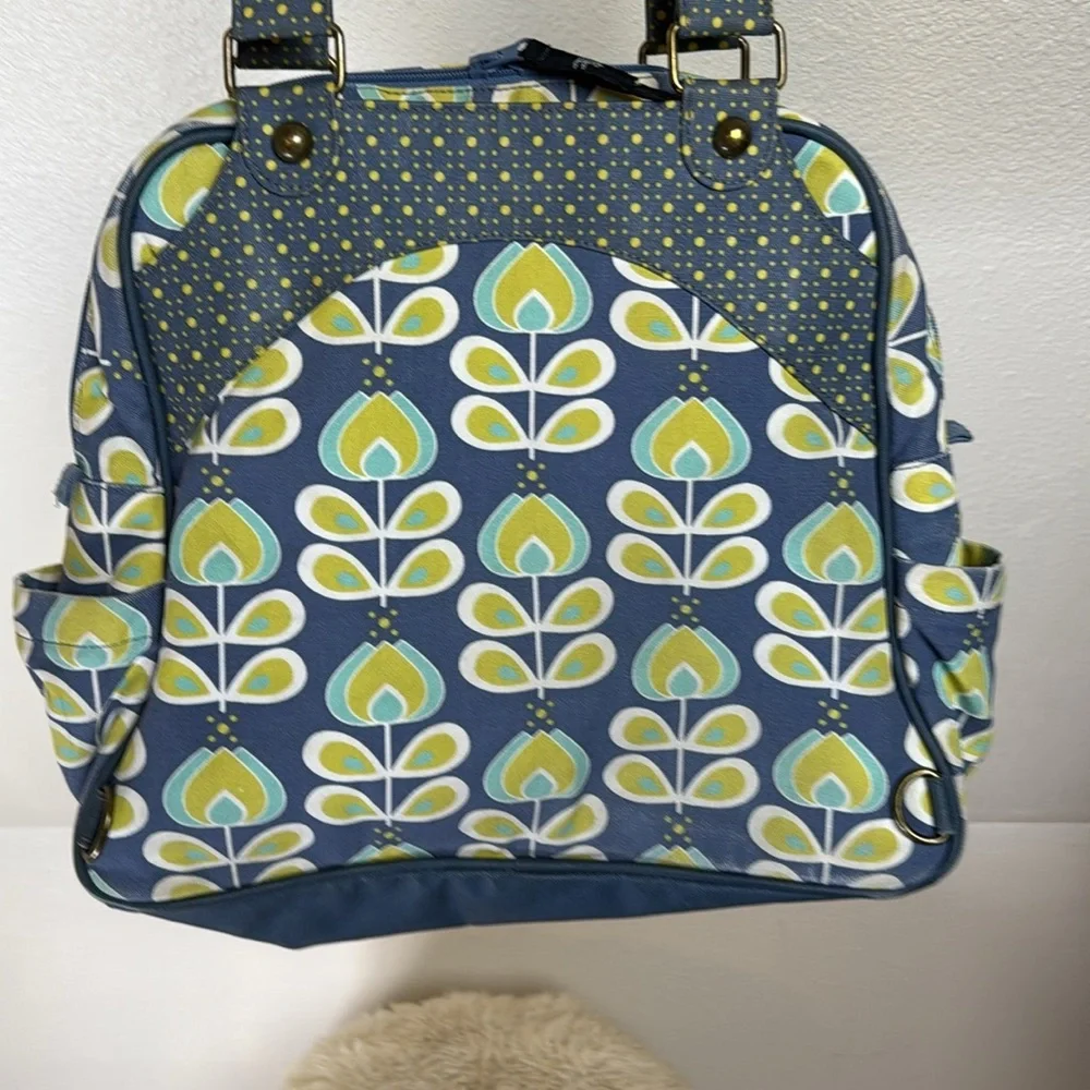 PETUNIA PICKLE BOTTOM Blue/Yellow Tote/Backpack/Diaper Bag. Zip middle closure.